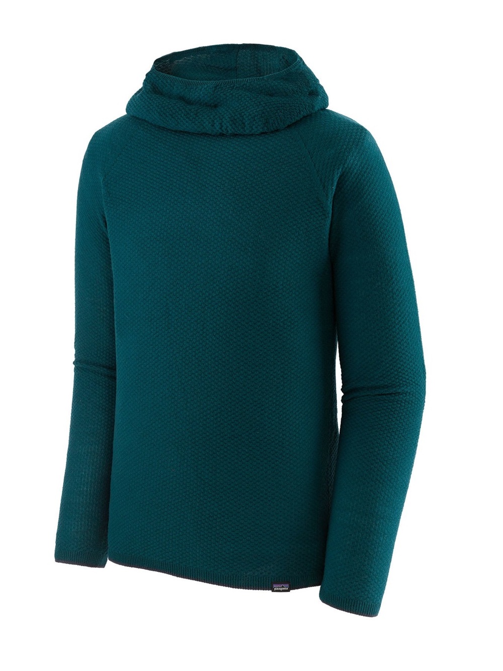 Patagonia Merino Air Hoody Mens Medium Green Knit Wool Pullover Hiking Capilene